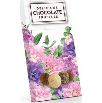 Bonboniéra Růžovofialové květy -Výběr čokoládových truffles 100g
