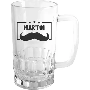 Sklenice Půllitr skleněný Knírek se jménem