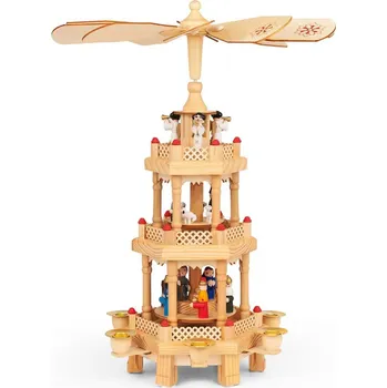 Vánoční dekorace DBA Vánoční pyramida z pravého dřeva 12,5 x 14,5 x 31 cm