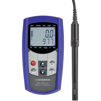 GREISINGER GMH 5630-L02 Vodotěsný oxymetr pro měření koncentrace rozpuštěného kyslíku v kapalinách (DO), včetně elektrody GWO 5610-L02 (kabel 2 m) a příslušenství