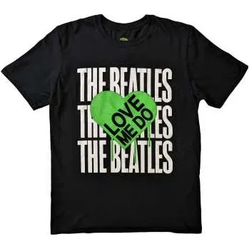 Pánské tričko Merch The Beatles: The Beatles Unisex T-shirt: Love Me Do Graffiti Heart (medium) M