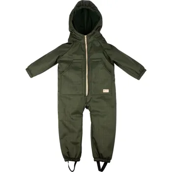 Moto kombinéza Monkey Mum® Dětská zimní softshellová kombinéza s beránkem - Khaki mysliveček - vel. 98/104, 110/116 110/116