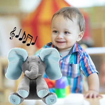 plyšák Plyšová hračka zpívající slůně - slon šedý/modrý