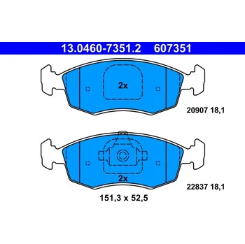 Brzdová destička Sada brzdových destiček, kotoučová brzda ATE 13.0460-7351.2