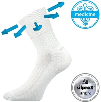 Dámské oblečení české zdravotní ponožky VOXX CORSA MEDICINE bílé nesvírající antibakteriální se stříbrem velikosti ponožek: 23-25 (EUR vel. 35-38)