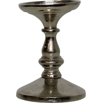 Svícen Stříbrný lesklý svícen kulatý - 9*9*12cm