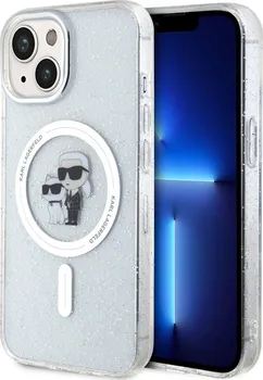 Pouzdro na mobilní telefon Karl Lagerfeld IML Glitter Karl and Choupette MagSafe pro Apple iPhone 15 čiré