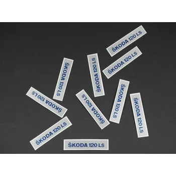 autíčko KOPIE SAMOLEPKY PRO ŠKODU 120 ITES - SPZ - STŘÍBRNÁ+MODRÝ NÁPIS