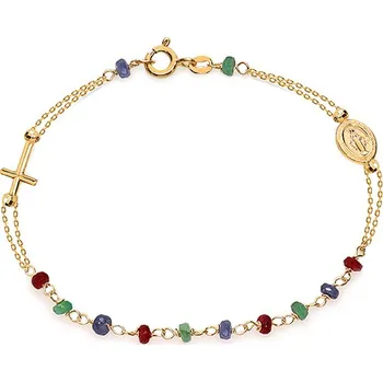 Náramek Zlatý náramek růženec se simulovanými drahokamy IZ11220 + dárkové balení LUXUS zdarma