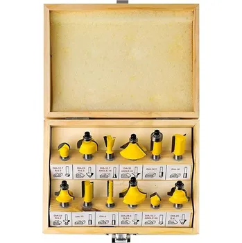 Frézy truhlářské sada 12 ks box dřevěný