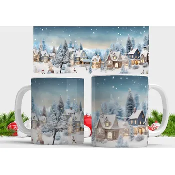 Hrnek Zimní vesnice - Oranžová