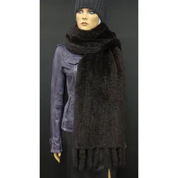 Šála Špongr Maxi kožešinová šála z králíka rexe S47 hnědá - délka 185 cm