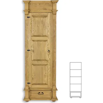 Šatní skříň Drewmax SF837 skříň šatní masiv borovice rustikal (Voskovaný borovicový nábytek)