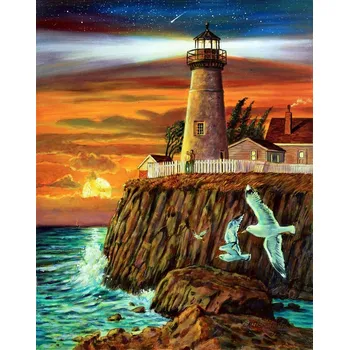 Diamantové malování Diamond painting - Maják (50 x 70)