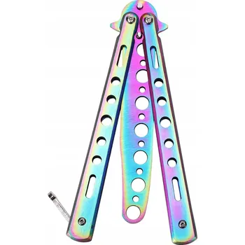 Bojový nůž Skládací tréninkový motýlkový nůž délka 22,5 cm (Vynikající řešení pro všechny, kteří se chtějí naučit zacházet s nožem bez rizika řezných zranění. Náš tréninkový nůž typu motýlek má tupou čepel, takže žádný trik není nebezpečný. Je vyrobený z kovu, který