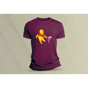 Dětské bavlněné tričko Medvídek Pů. velikost 116 (5-6 let) Vínová