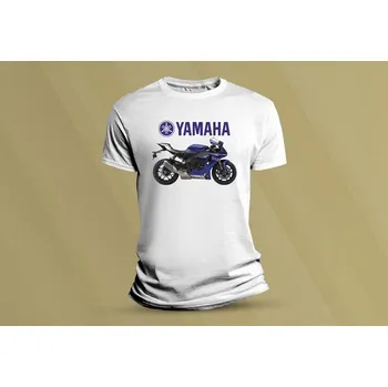 Chlapecké tričko Dětské bavlněné tričko Yamaha R1 modrá. Bílá velikost 152 (12-13 let)