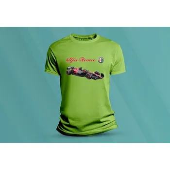 Chlapecké tričko Dětské bavlněné tričko Formule Alfa Romeo C43. velikost S Lime