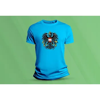 Dětské bavlněné tričko Státní znak Rakouska. velikost 104 (3-4 roky) Azurová