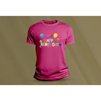 Dětské bavlněné tričko Happy Birthday. velikost 116 (5-6 let) Fuchsia