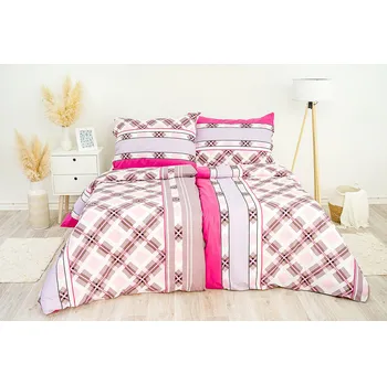 Povlečení Stanex Ložní povlečení bavlněné kostka růžová (LS216) rozměr: 90 x 70 cm, Zapínání: Zip