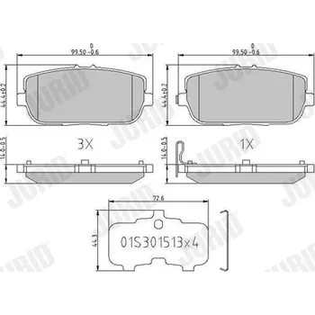 Brzdová destička Sada brzdových destiček, kotoučová brzda JURID 573640J