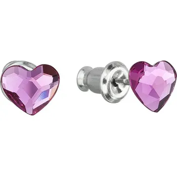 Náušnice Náušnice bižuterie se Swarovski krystaly růžová srdce 51050.3 fuchsia