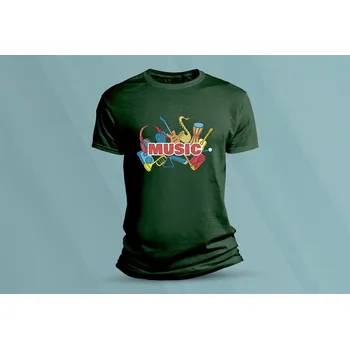 Chlapecké tričko Dětské bavlněné tričko Music 2. velikost 116 Lahvově zelená