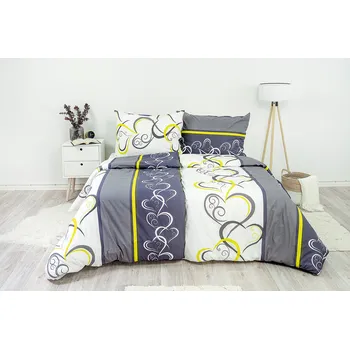 Povlečení Stanex Ložní povlečení bavlněné srdce zelená (LS230) rozměr: 90 x 70 cm, Zapínání: Knoflíkové