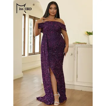 Dámské šaty Originální dlouhé šaty na svatbu LissCord lC1584 Barva: Fialová, Velikost: 3XL