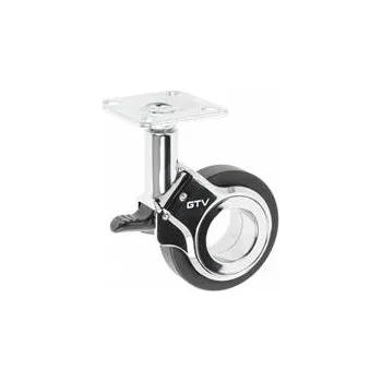 Nábytkové kování GTV Nábytkové kolečko GIRA, V=94 mm, prům60 mm, brzděný, plast + ocel, černý + chrom