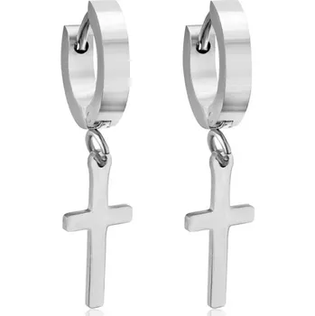 Náušnice Unisex náušnice s křížem z chirurgické oceli - 103S
