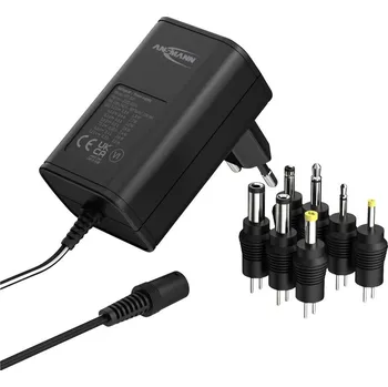 Ansmann 1201-0021 zásuvkový napájecí adaptér, nastavitelný, 12 V/DC, 9 V/DC, 7.5 V/DC, 6 V, 4.5 V/DC, 3 V, 300 mA, 3.60