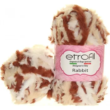 Příze Etrofil Rabbit 77116 Smetanovo-hnědý melír (Plyšová příze Rabbit smetanovo-hnědý melír 77116)