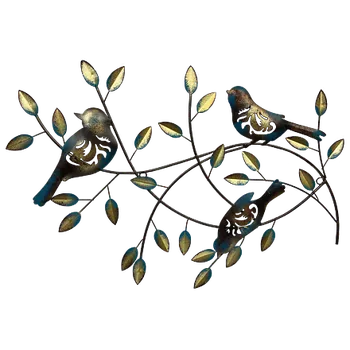 Prodex Dekorace ptáčci na větvi plech 66 x 49 cm Prodex 3053