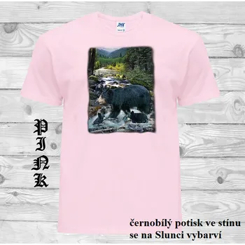detske-bavlnene_tricko_uv_potisk_cerni_medvedi Barva: Pink - růžová, velikost: 152