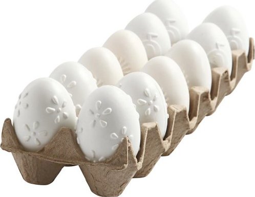 Creative Plastové vajíčko BÍLÉ SE VZORY - 12 ks v balení