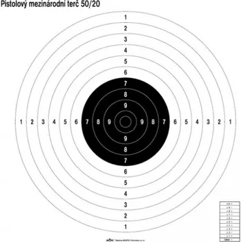 Terč na sportovní střelbu Ostatní Terč 50/20 mezinárodní s kruhy