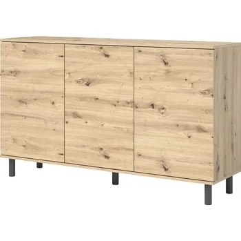 Komoda Třídvéřová komoda Logan 3D - svislé nohy - dub artisan