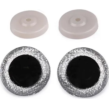 Bezpečnostní oči 40mm, glitrové stříbrné (1pár)
