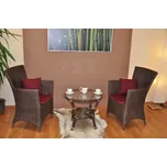 Axin Trading s.r.o. Ratanová souprava Pluto 2+1 hnědá polstry vínové