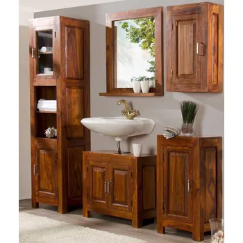 Obývací stěna AV interiery Set koupelnových skříní SURI SET, koupelnový nábytek z indického palisandru Odstín palisandru: světle medová