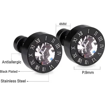 Náušnice Luxusní nerezové náušnice s kamínky - Šroubovací zpět