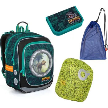 Set školních potřeb Lehoučký batoh Topgal s dinosaury ENDY 23039 SET LARGE