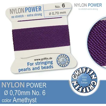 Nit NYLON Power velmi pevná nit GRIFFIN síla nitě 0,70mm barva Amethyst