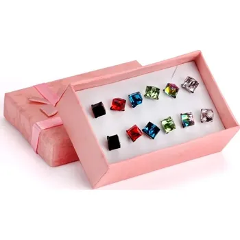 Náušnice Barevné náušnice s krystaly | 6 párů - 6 mm