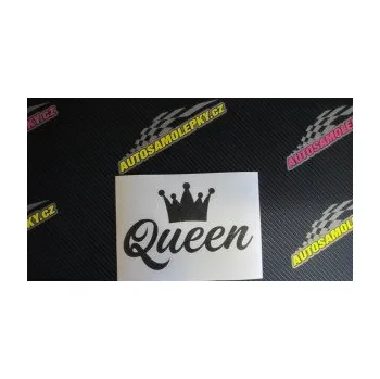 Polep vozidla SAMOLEPKA Queen nápis s korunou (10 - červená) NA AUTO, NÁLEPKA, FÓLIE, POLEP, TUNING, VLASTNÍ TEXT, TISK, AUTOSAMOLEPKY.cz, POLEPY, OBRÁZEK, LOGO, SAMOLEPKY