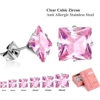 Náušnice Zirkonové náušnice Luxusteel | sada 6 párů - růžové stříbro 2