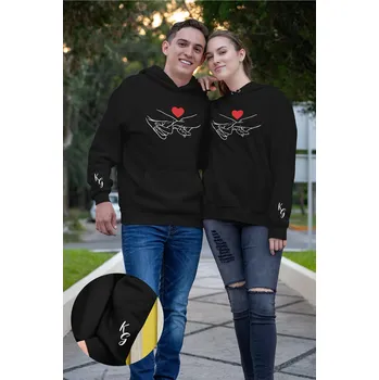 Pánská mikina Mikiny pro páry s iniciálami jmen Barva: Černá, Dámska velikost: 2XL, Pánska velikost: 4XL