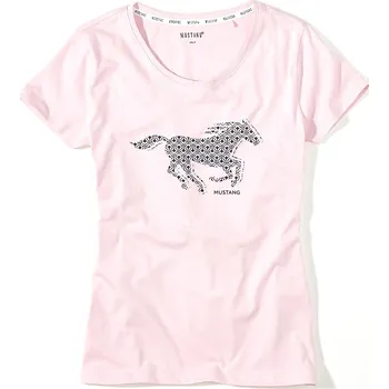 Oblečení a móda MUSTANG Dámské růžové tričko s potiskem koně CIRCLE DOTS XL 6229_2100.768
